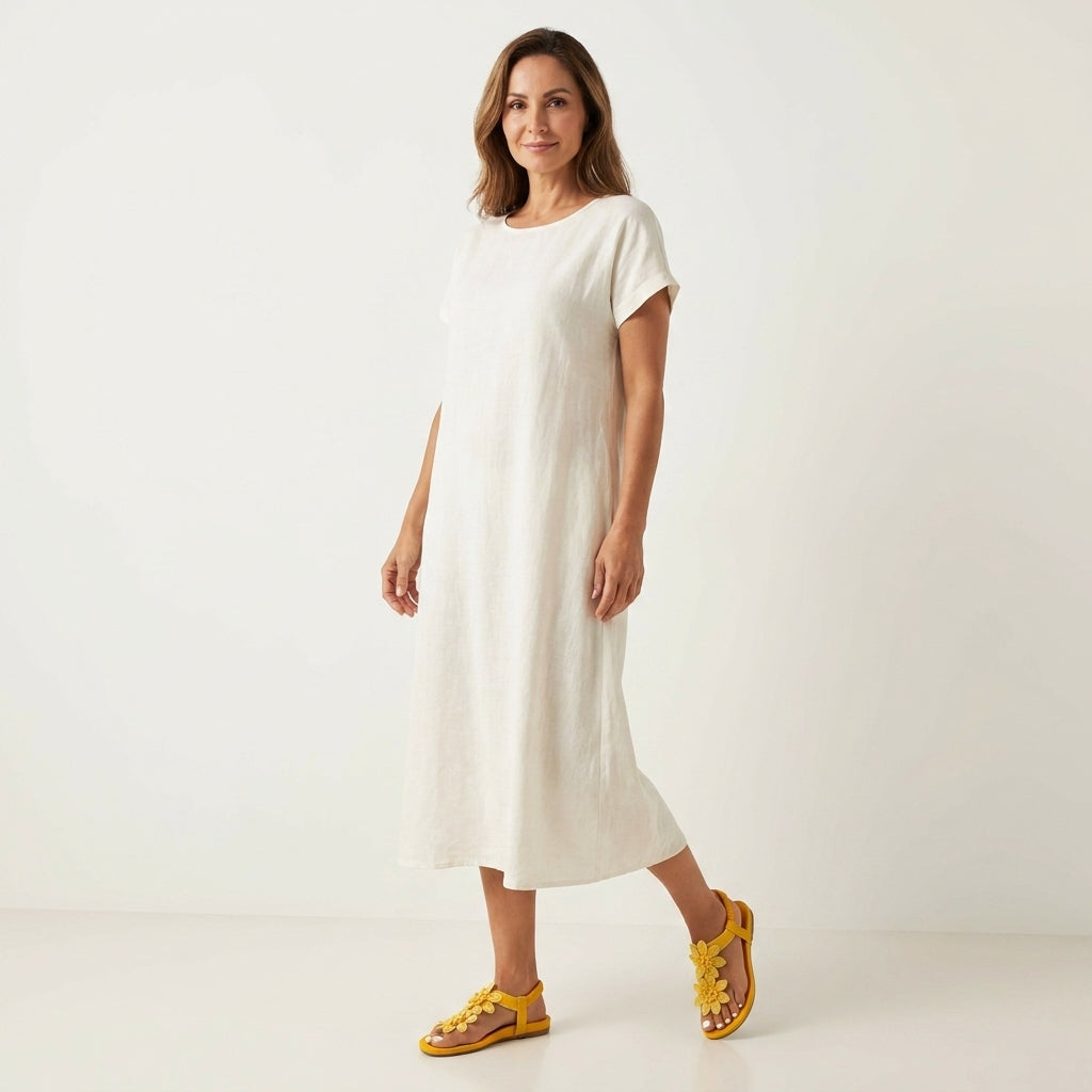 Florella | Floral Appliqué Toe Ring Flat Sandal With Elastic Heel Strap