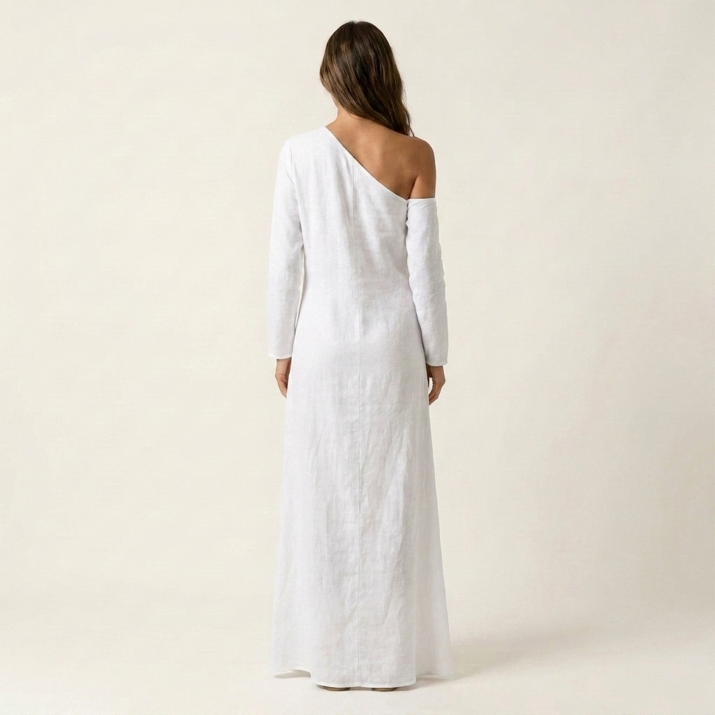 Marah | One-Shoulder Long-Sleeve Maxi Dress With Side Slit