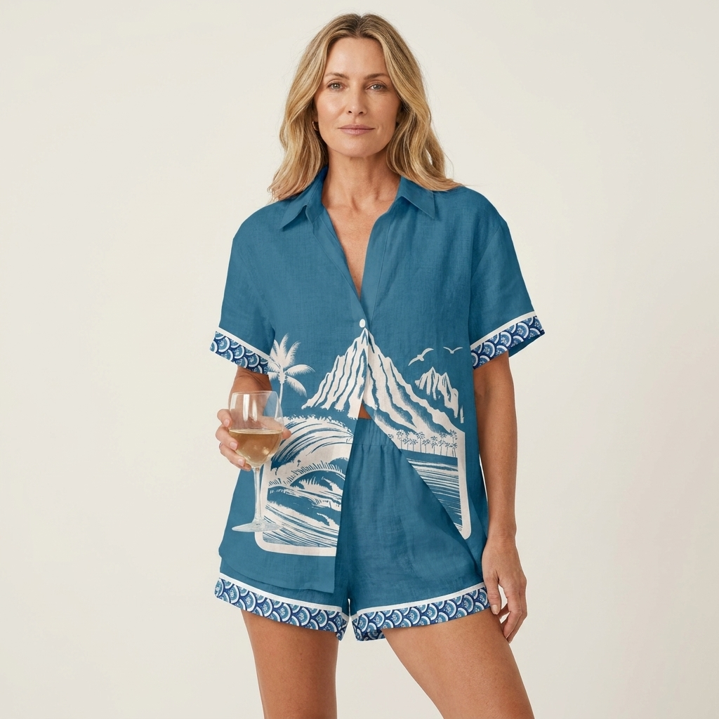 Romina | Short-Sleeve Shirt & Shorts Two-Piece Set