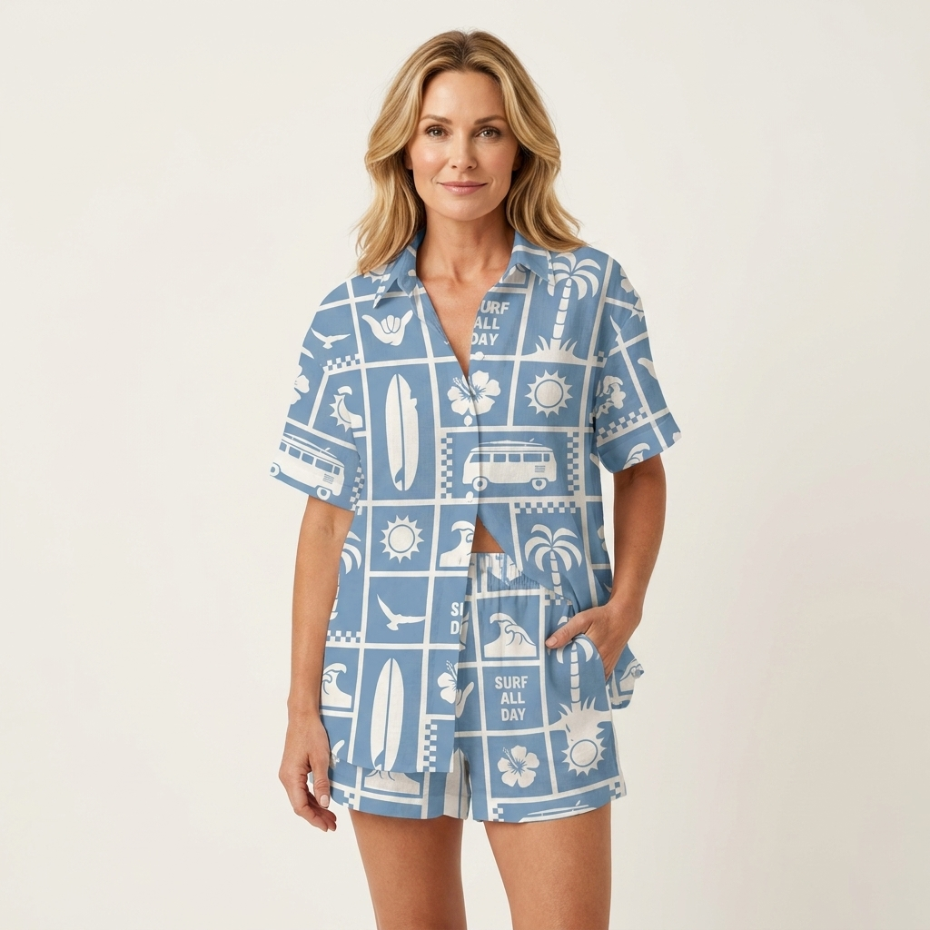 Romina | Short-Sleeve Shirt & Shorts Two-Piece Set 5