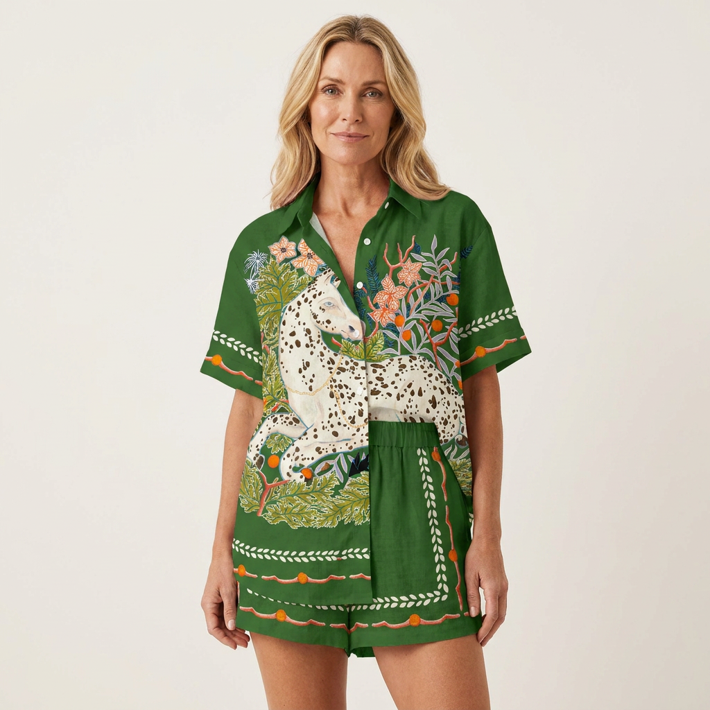 Romina | Short-Sleeve Shirt & Shorts Two-Piece Set 6