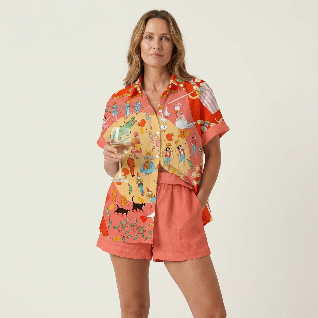 Romina | Short-Sleeve Shirt & Shorts Two-Piece Set 10