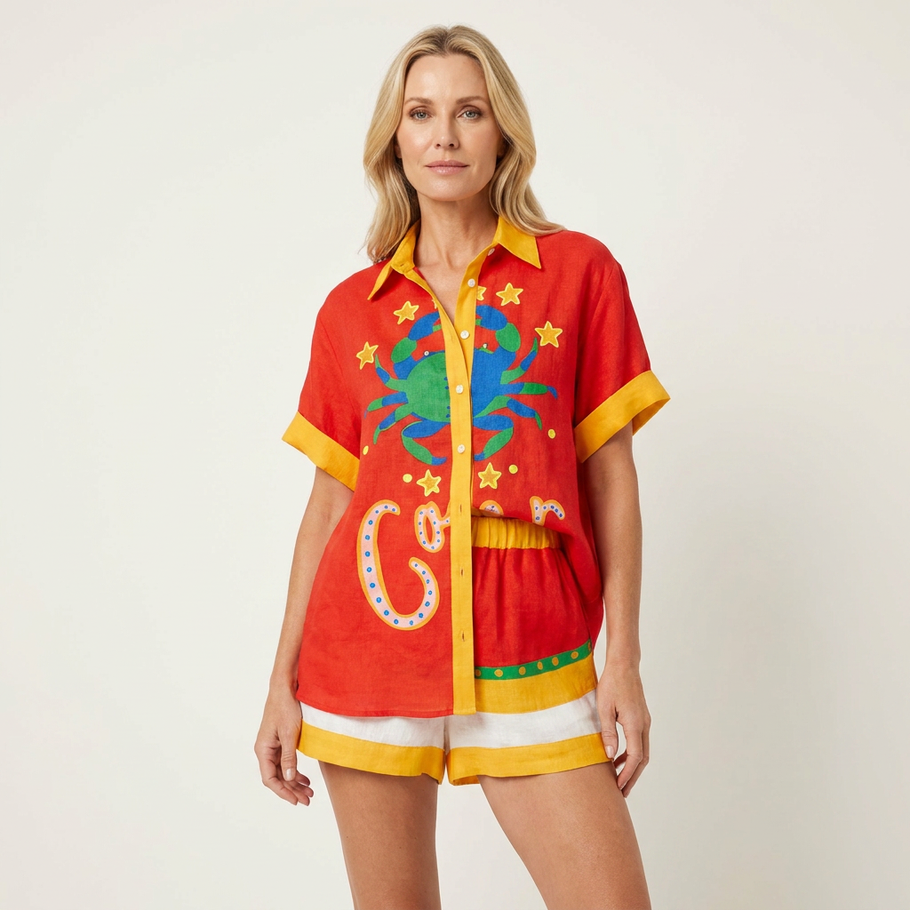 Romina | Short-Sleeve Shirt & Shorts Two-Piece Set 18