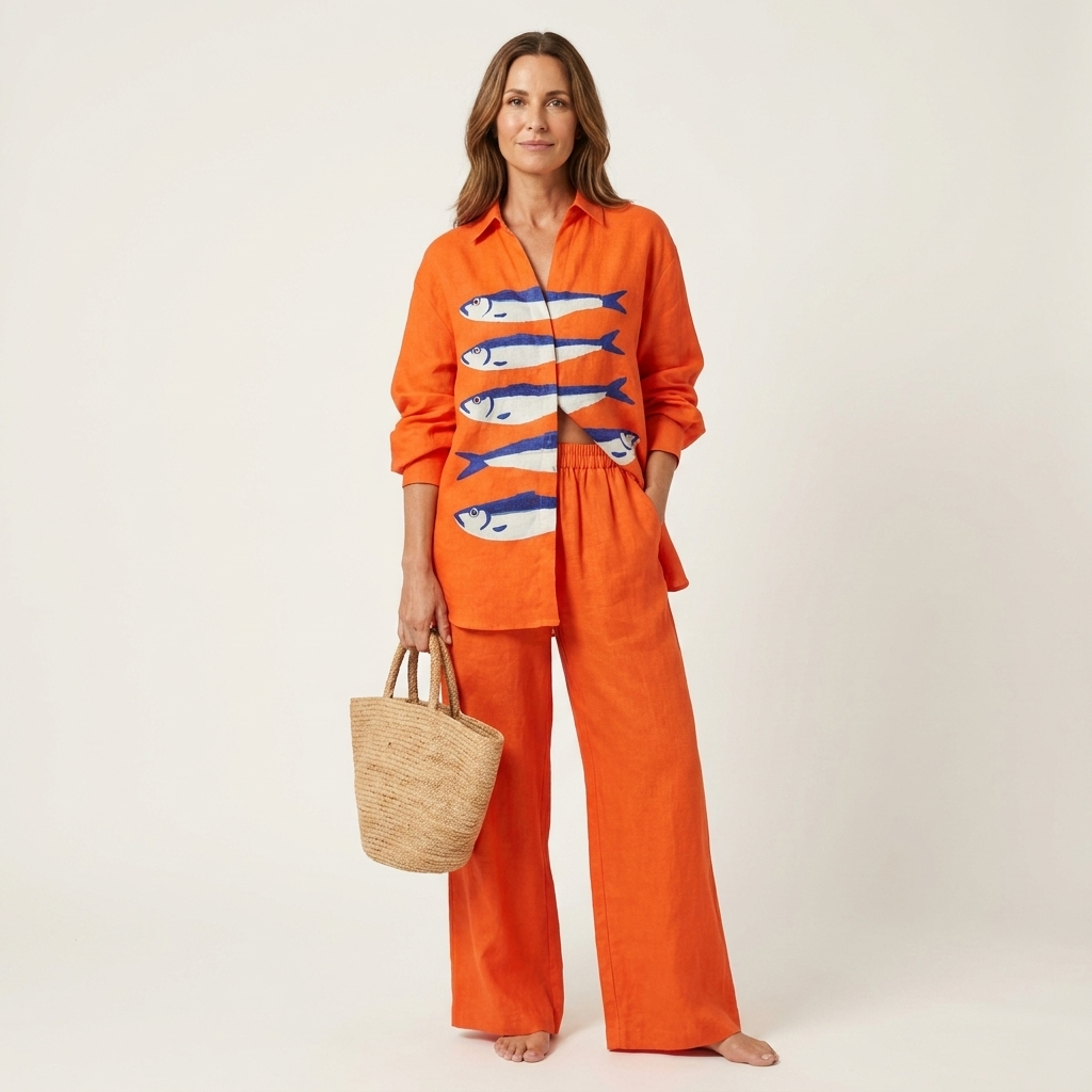 Linda | Long-Sleeve Shirt & Wide-Leg Pants Two-Piece Set 15