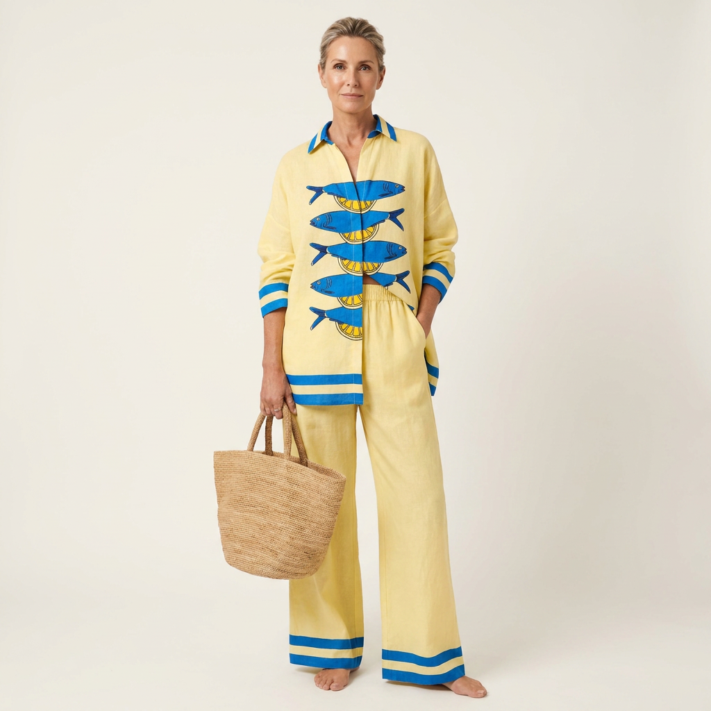 Linda | Long-Sleeve Shirt & Wide-Leg Pants Two-Piece Set 6