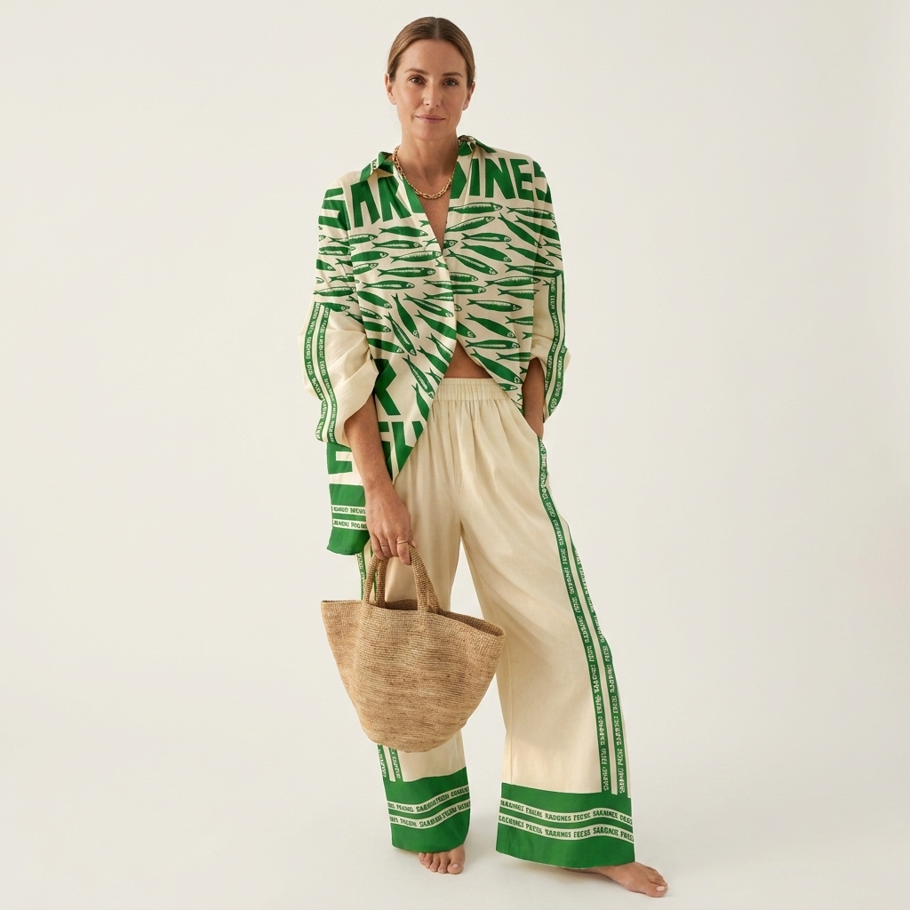 Linda | Long-Sleeve Shirt & Wide-Leg Pants Two-Piece Set 7