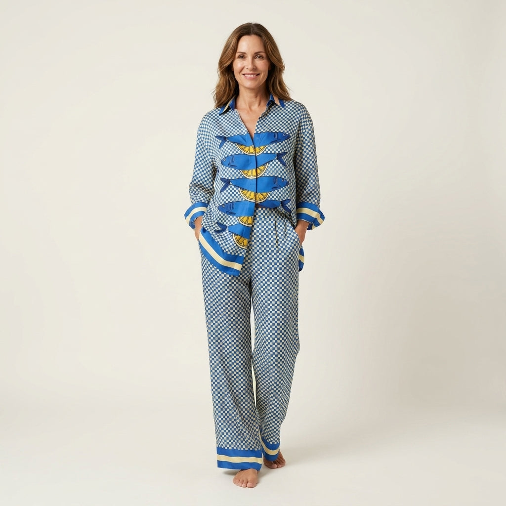Linda | Long-Sleeve Shirt & Wide-Leg Pants Two-Piece Set 10