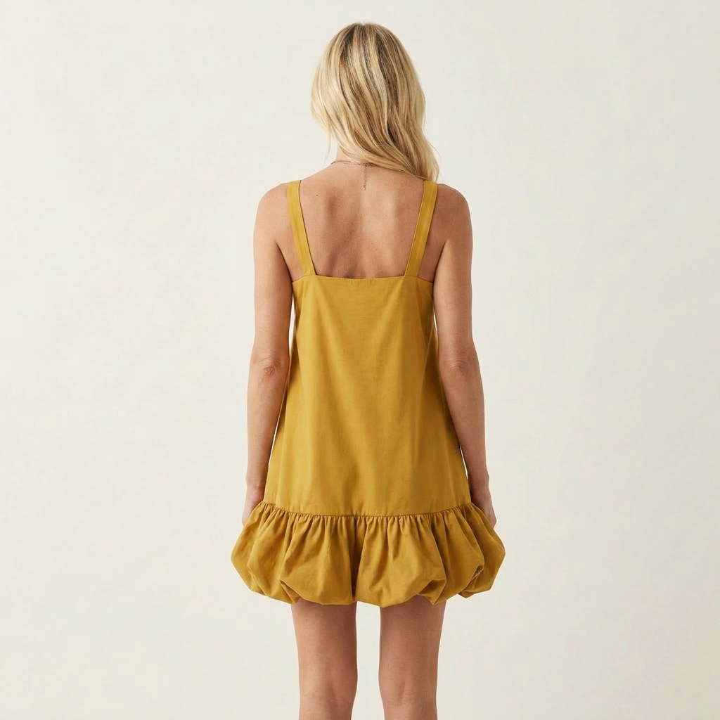 Mayla | V-Neck Ruffle-Hem Mini Dress