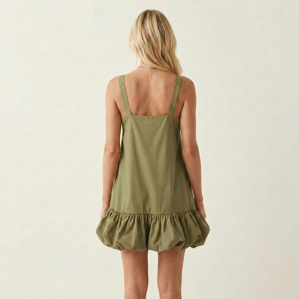 Mayla | V-Neck Ruffle-Hem Mini Dress