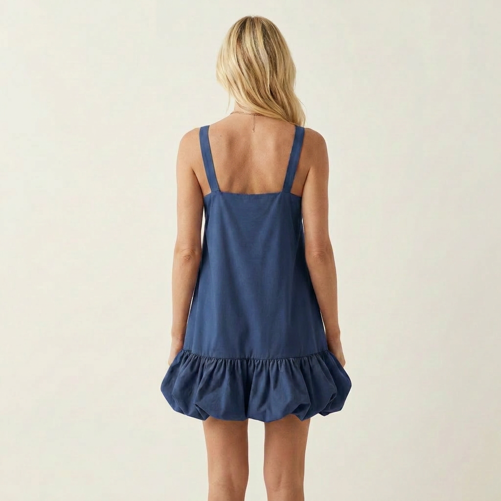 Mayla | V-Neck Ruffle-Hem Mini Dress