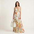 Michelle | Floral Ruffle-Tier Spaghetti-Strap Chiffon Maxi Dress