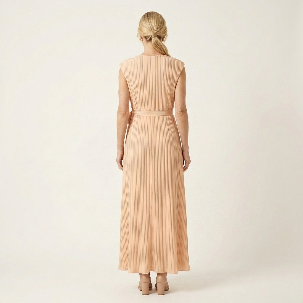 Zoey | V-Neck Tie-Waist Pleated Maxi Dress