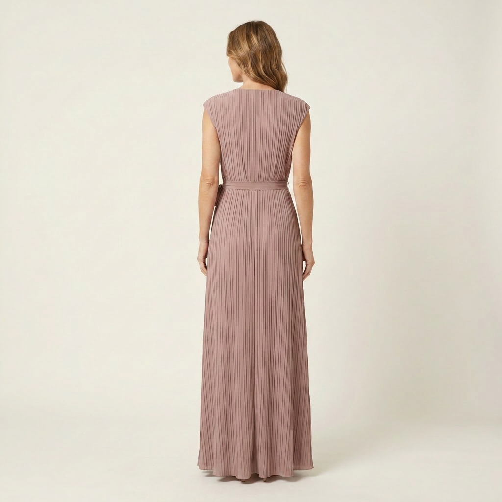 Zoey | V-Neck Tie-Waist Pleated Maxi Dress