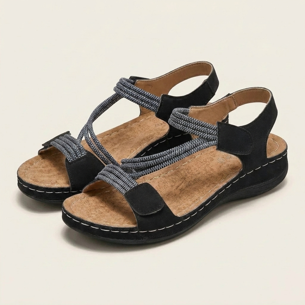 Elayne | Elastic Strap Velcro Comfort Sandal