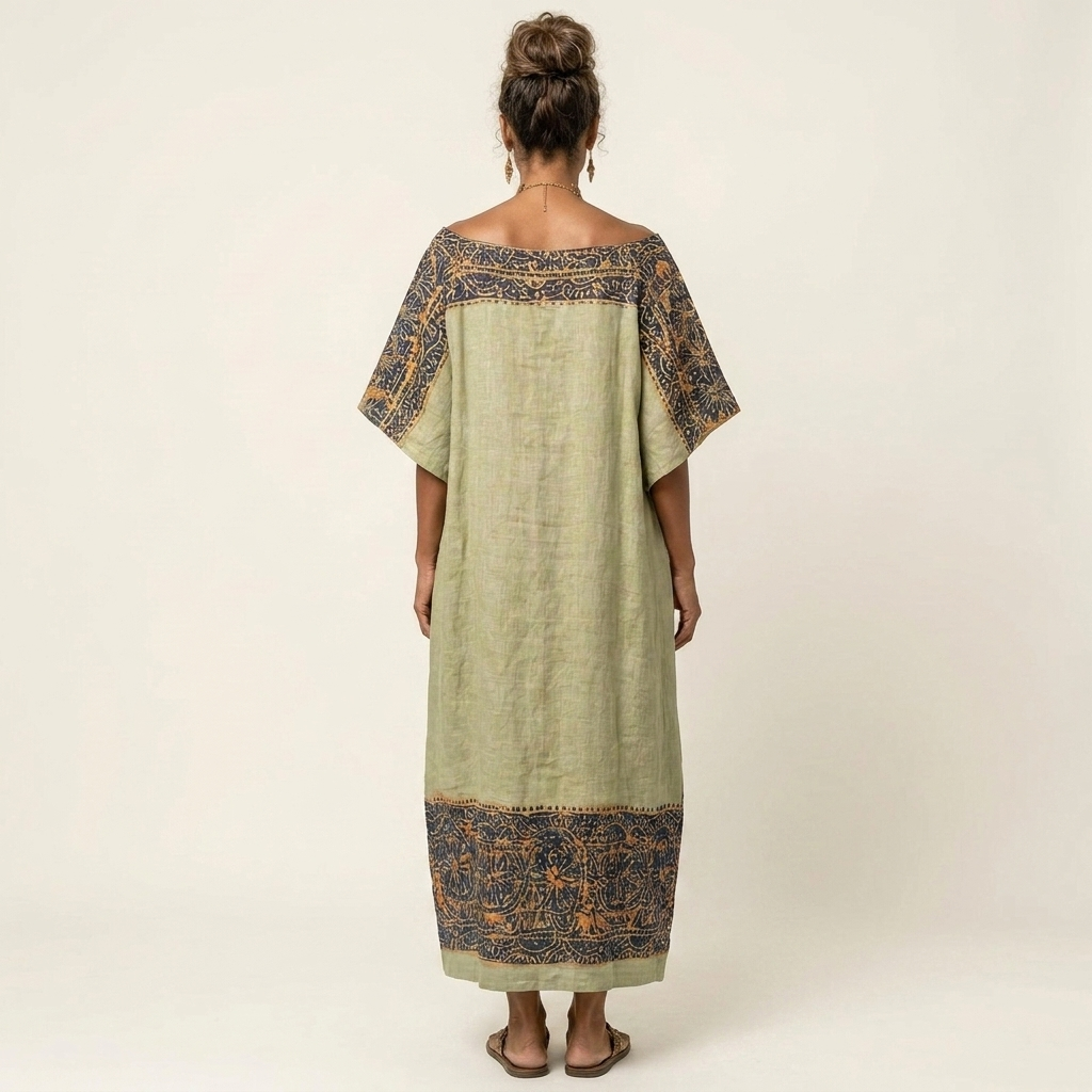 Saraya | Tribal Print Off-Shoulder Kaftan Maxi Dress