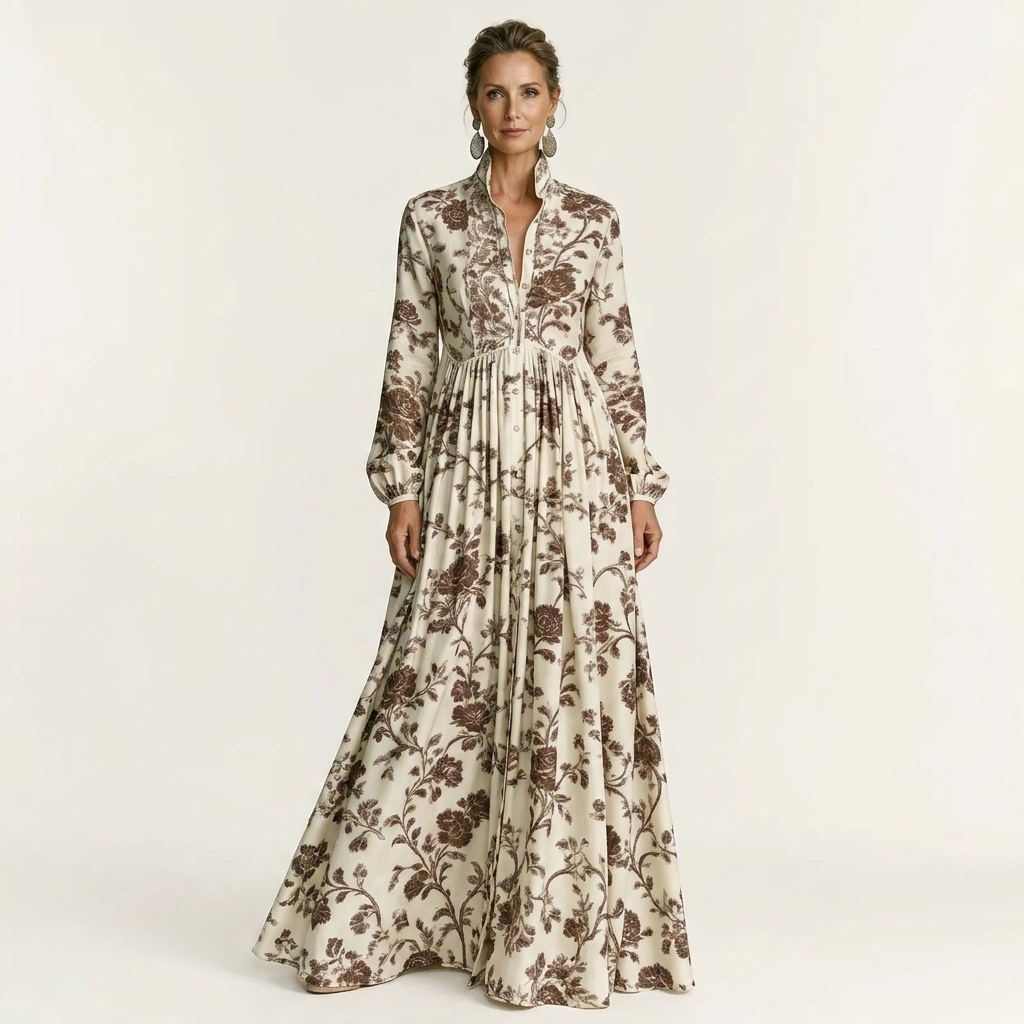 Celeste | Long-Sleeve Shirt Maxi Dress With Pockets