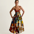 Mell | Spaghetti-Strap Fitted Bodice Midi Dress