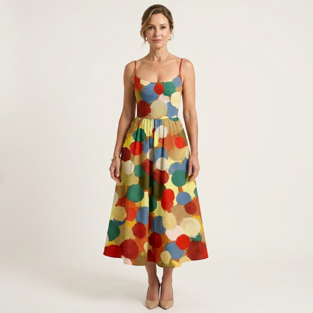Mell | Spaghetti-Strap Fitted Bodice Midi Dress 9