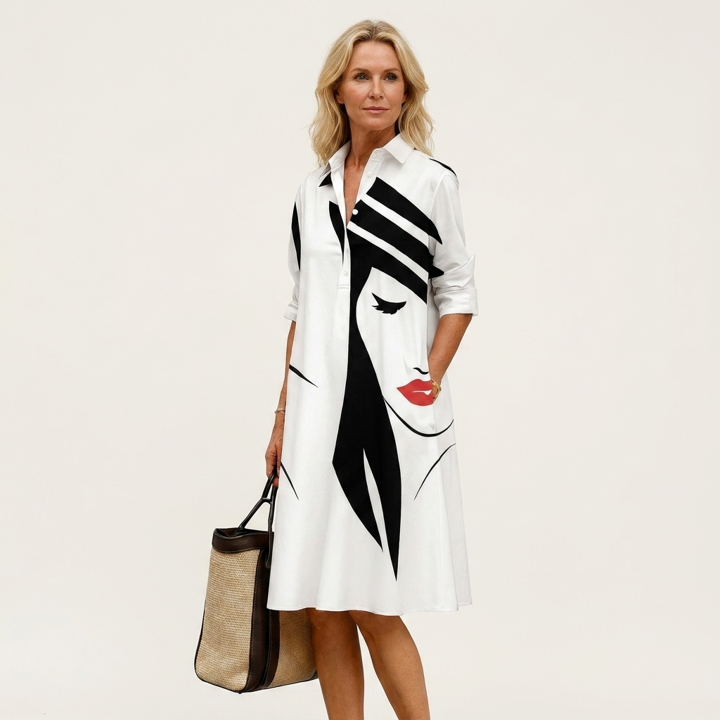 Alexia | Collared Midi Shirt Dress With Pockets 4