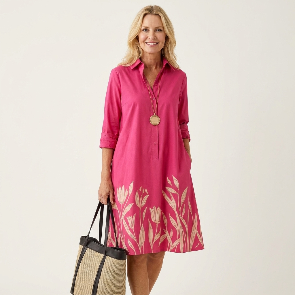Alexia | Collared Midi Shirt Dress With Pockets 6