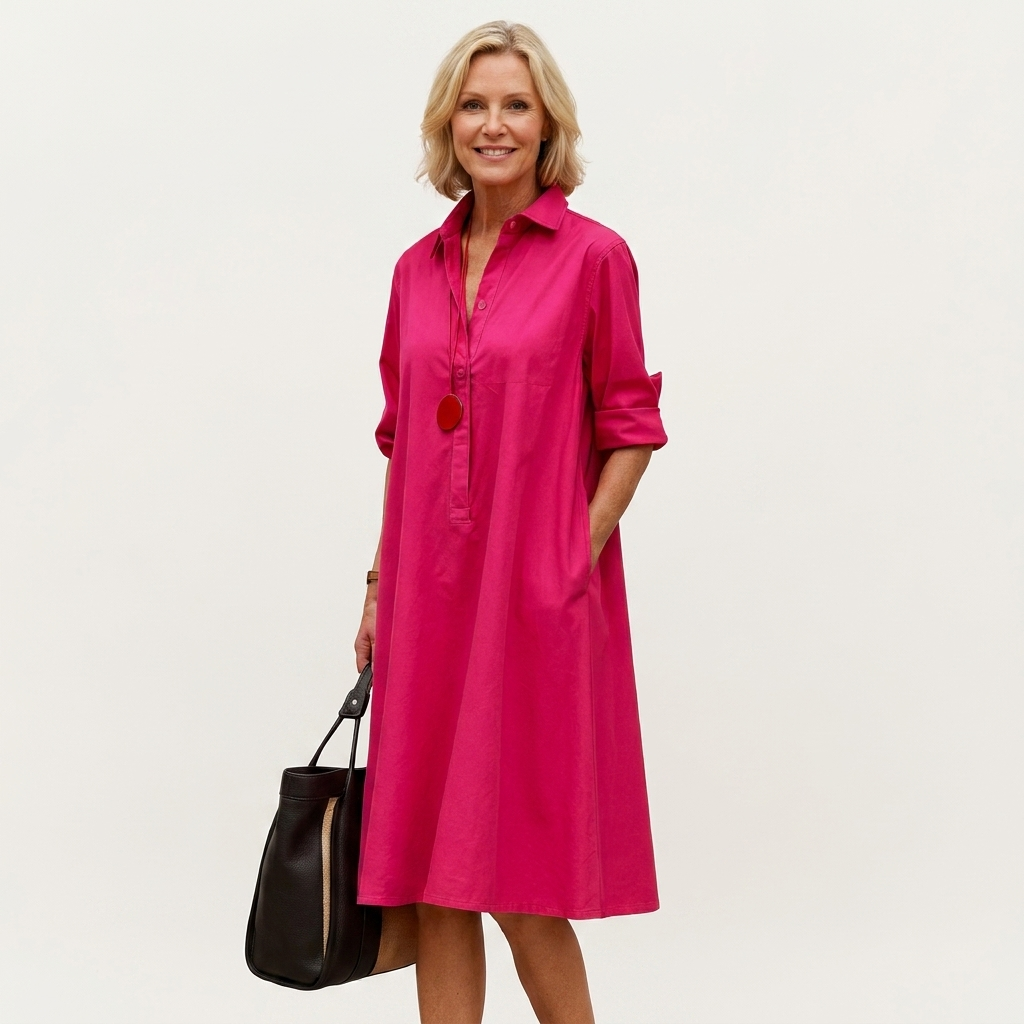 Alexia | Collared Midi Shirt Dress With Pockets 7