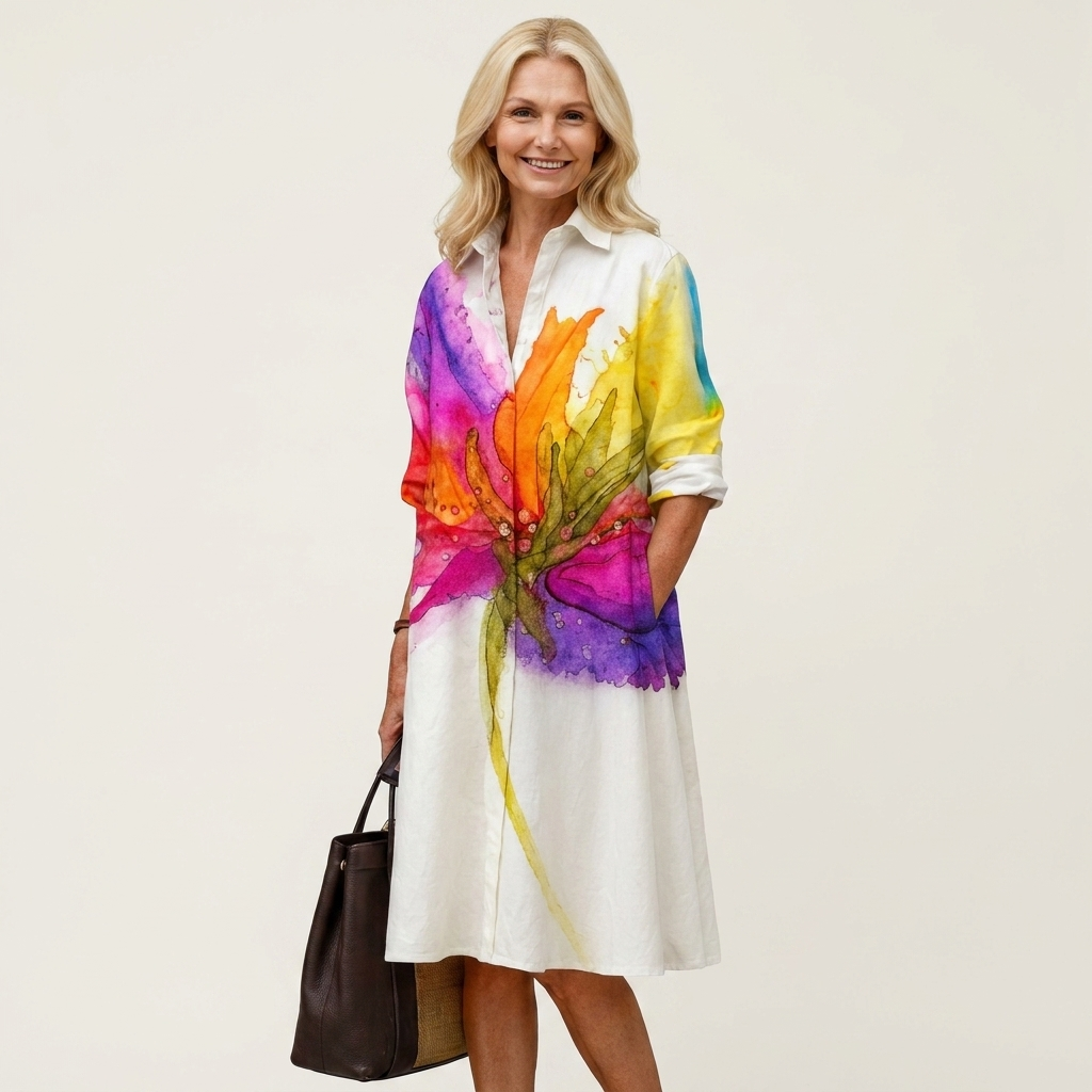 Alexia | Collared Midi Shirt Dress With Pockets 8