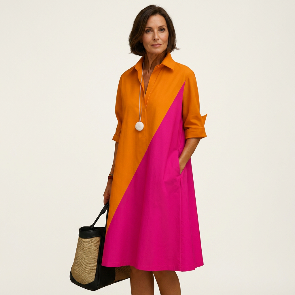 Alexia | Collared Midi Shirt Dress With Pockets 11