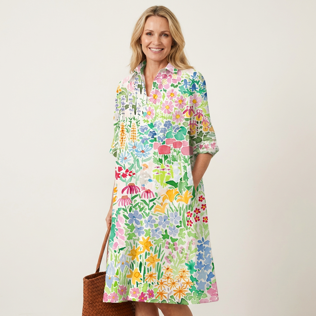 Alexia | Collared Midi Shirt Dress With Pockets 2