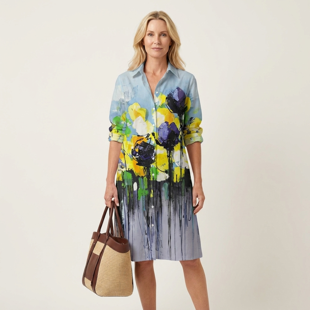 Alexia | Collared Midi Shirt Dress With Pockets 15