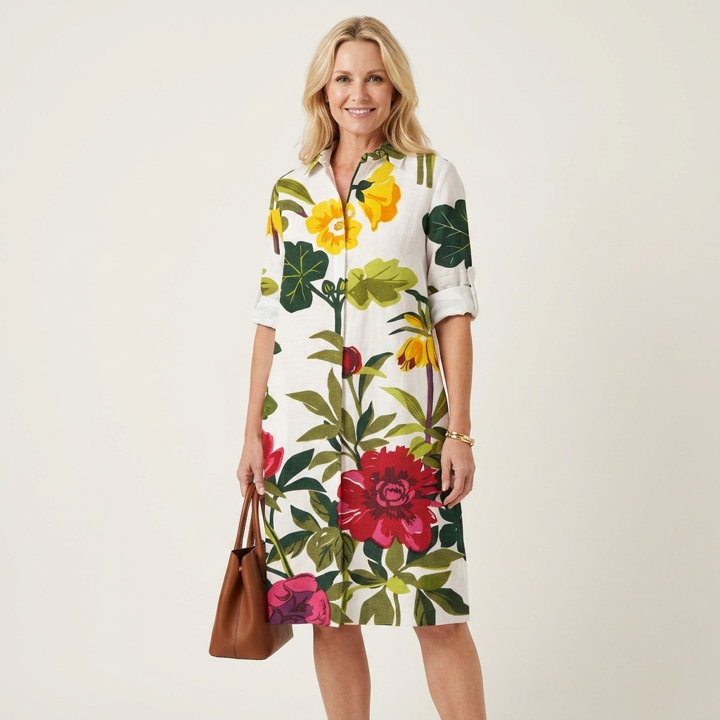 Alexia | Collared Midi Shirt Dress With Pockets 18