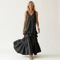 Gloria | V-Neck Tiered Ruffle Maxi Dress
