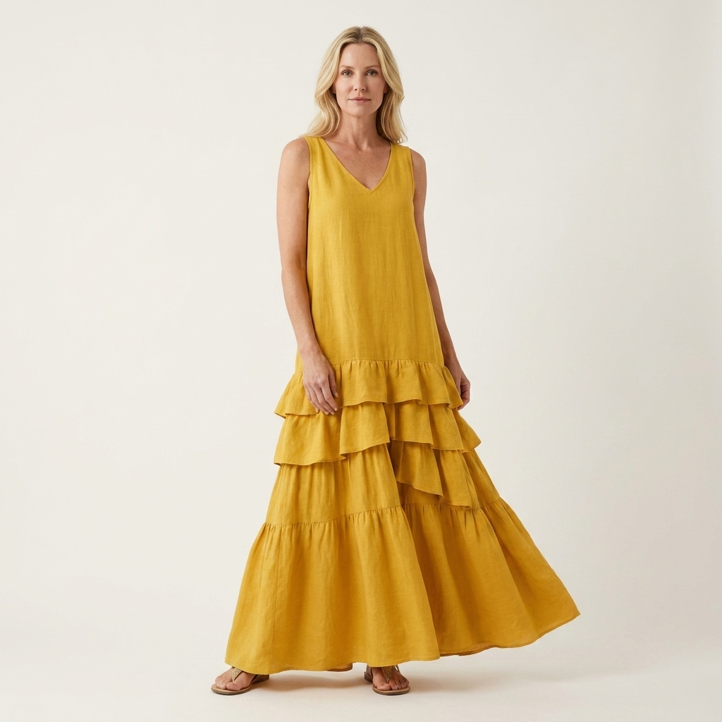Gloria | V-Neck Tiered Ruffle Maxi Dress