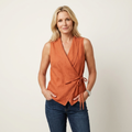 Lory | Wrap V-Neck Tie-Waist Sleeveless Blouse