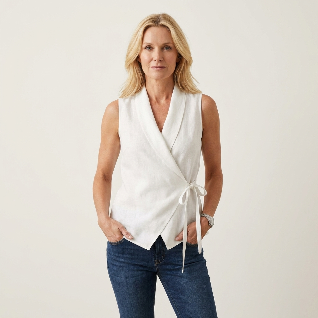 Lory | Wrap V-Neck Tie-Waist Sleeveless Blouse