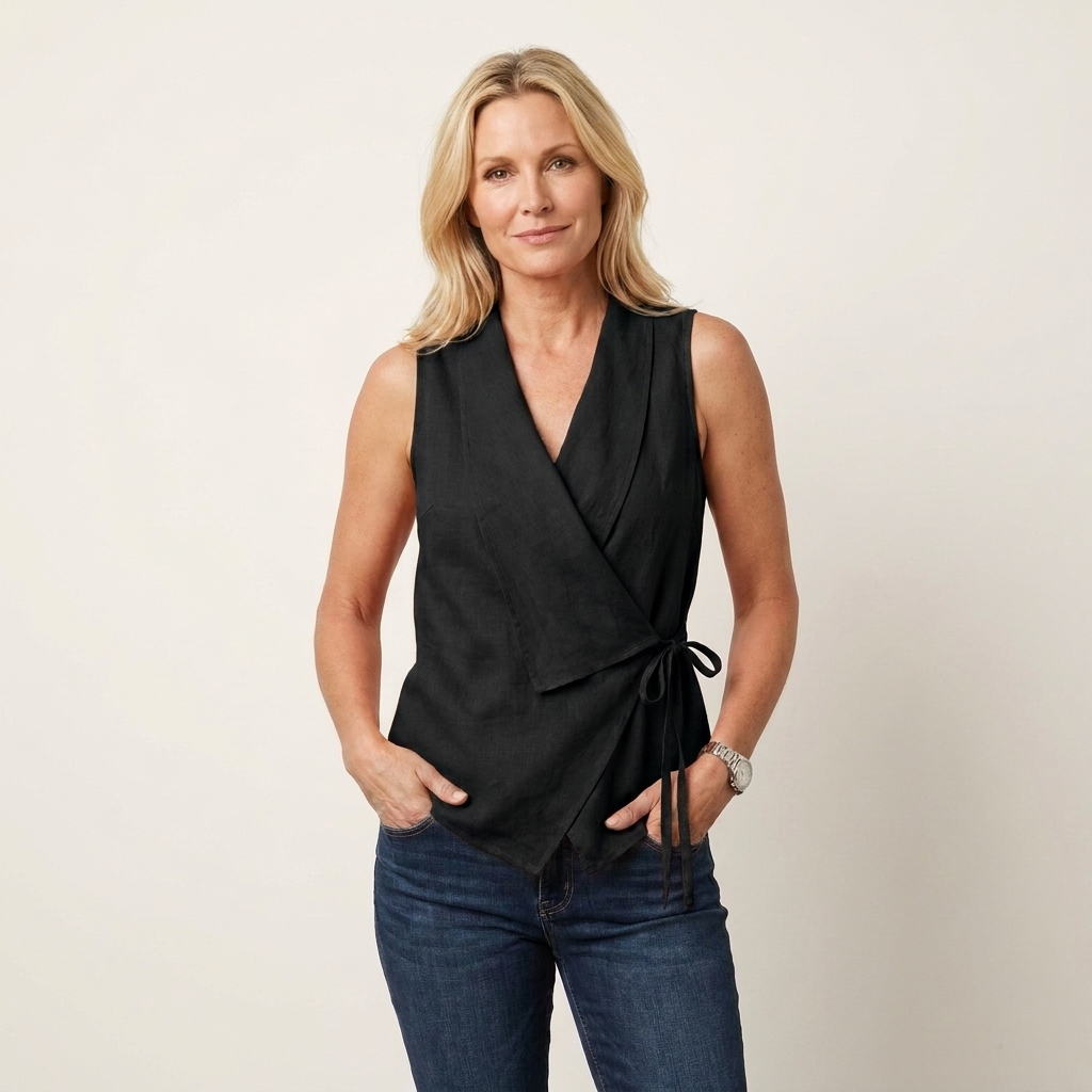 Lory | Wrap V-Neck Tie-Waist Sleeveless Blouse