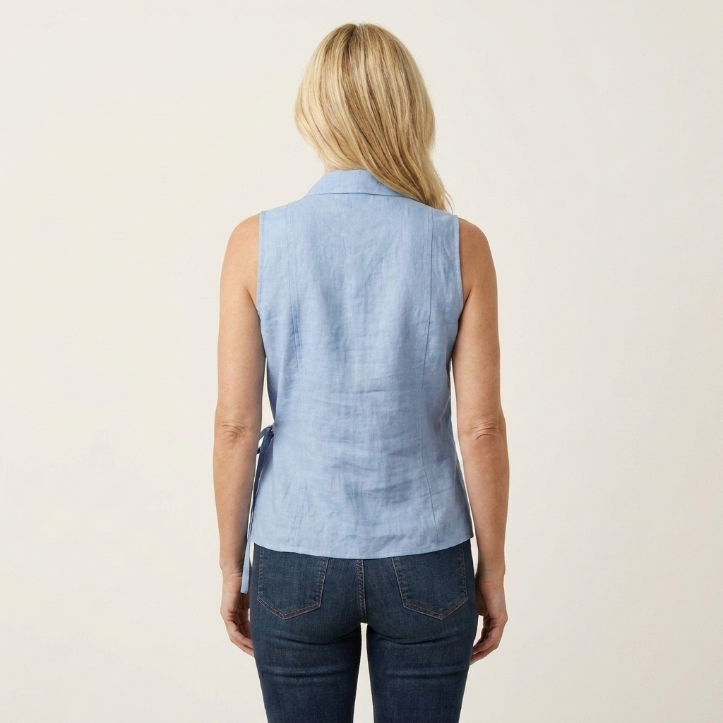 Lory | Wrap V-Neck Tie-Waist Sleeveless Blouse