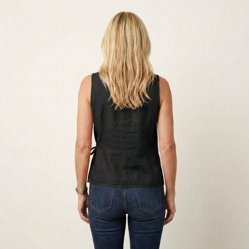 Lory | Wrap V-Neck Tie-Waist Sleeveless Blouse