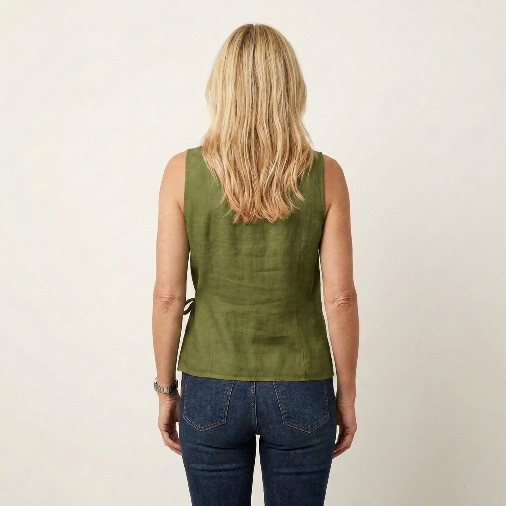 Lory | Wrap V-Neck Tie-Waist Sleeveless Blouse