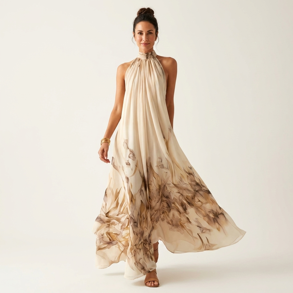 Aurelie | Floral Halter-Neck Maxi Dress