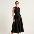 Sheila | Button-Front Tie-Waist Sleeveless Midi Dress
