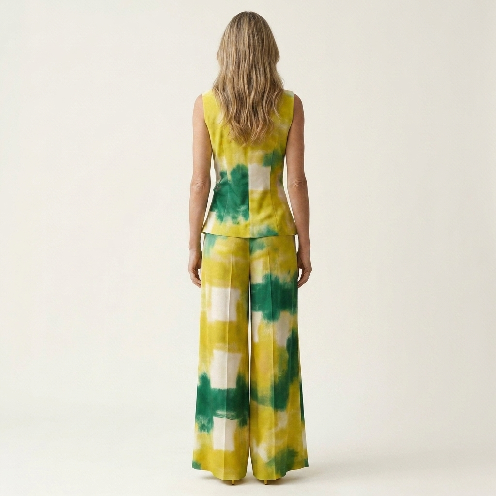 Helena | Sleeveless Drawstring-Waist Top & Wide-Leg Pants Two-Piece Set