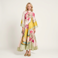 Leyla | Floral Art Print Satin Maxi Dress