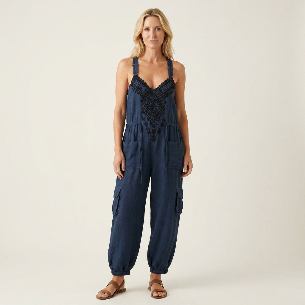 Rimala | Cotton-Linen Boho Jumpsuit