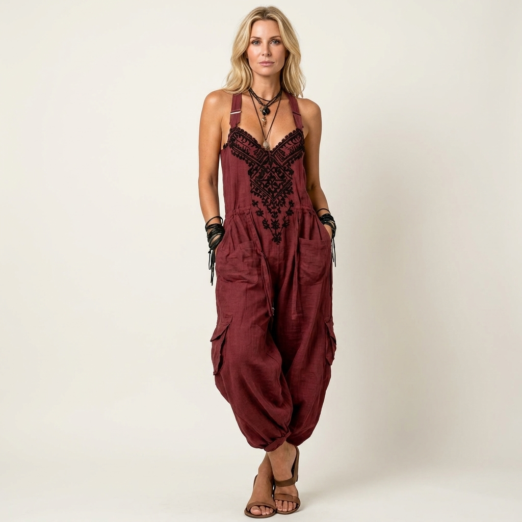 Rimala | Cotton-Linen Boho Jumpsuit