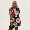 Zelia | Polo-Collar Short-Sleeve Printed A-Line Mini Dress