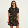 Zelia | Polo-Collar Short-Sleeve Printed A-Line Mini Dress 6