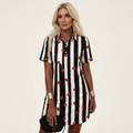 Zelia | Polo-Collar Short-Sleeve Printed A-Line Mini Dress 12