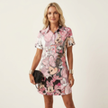 Zelia | Polo-Collar Short-Sleeve Printed A-Line Mini Dress 3