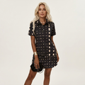 Zelia | Polo-Collar Short-Sleeve Printed A-Line Mini Dress 22