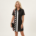 Zelia | Polo-Collar Short-Sleeve Printed A-Line Mini Dress 15